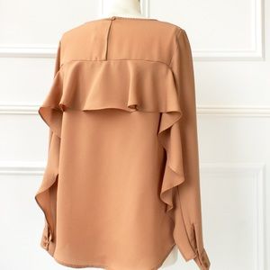 Ruffle Back Blouse - mocha